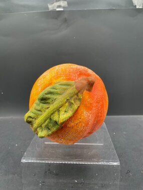 Large Handcrafted Faux Peach Decorative Crackle Glaze Plaster Fruit